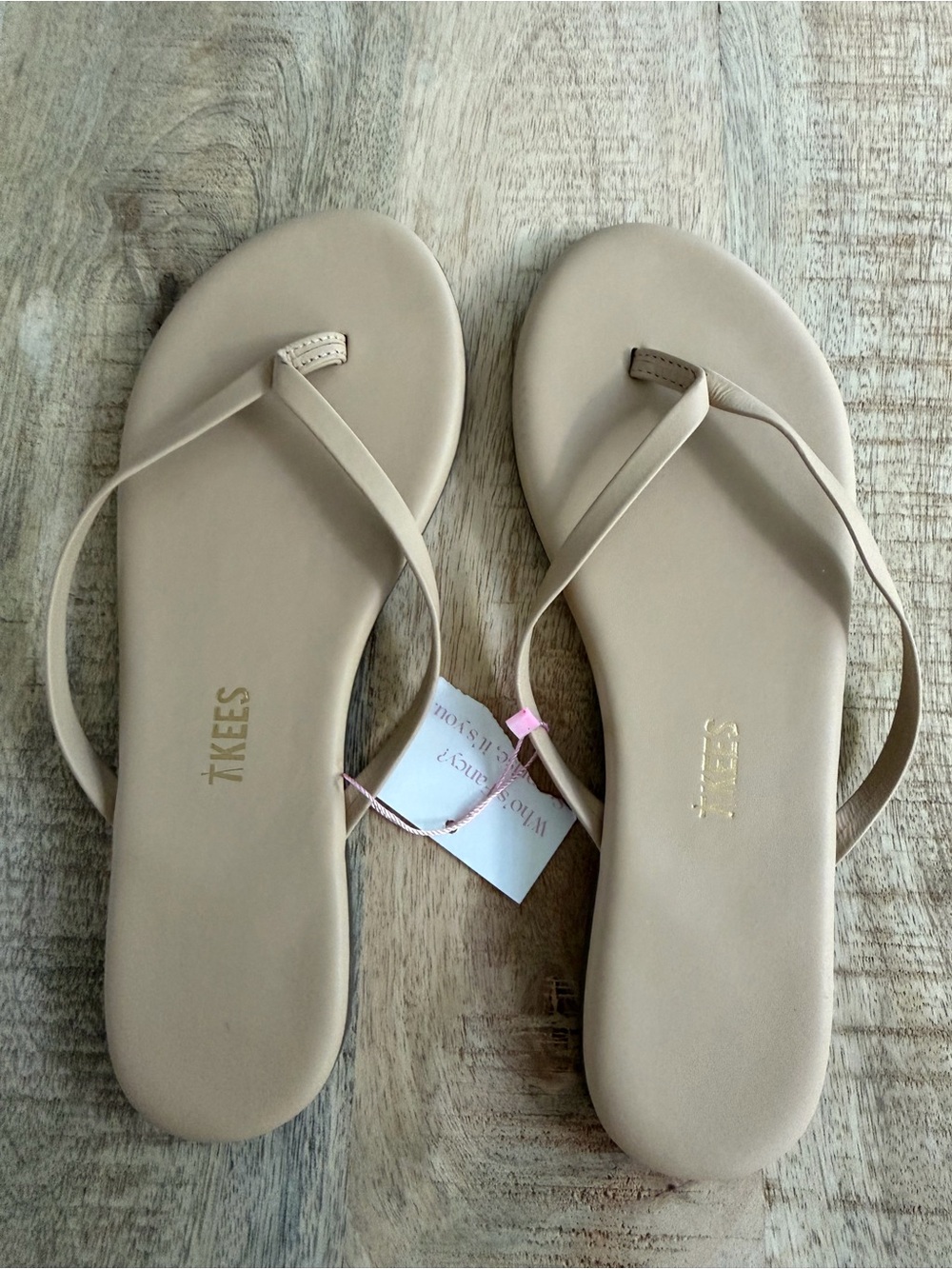 TKEES Beige Minimalist Thong Sandals